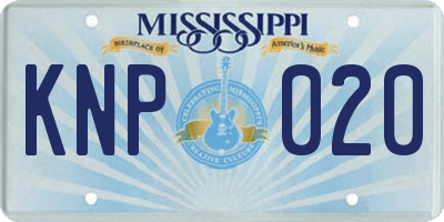 MS license plate KNP020