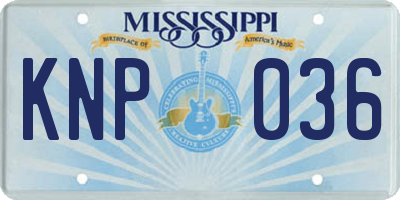 MS license plate KNP036