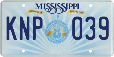 MS license plate KNP039