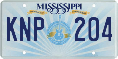 MS license plate KNP204
