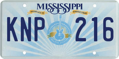 MS license plate KNP216