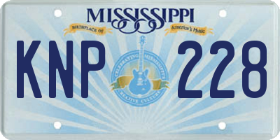 MS license plate KNP228