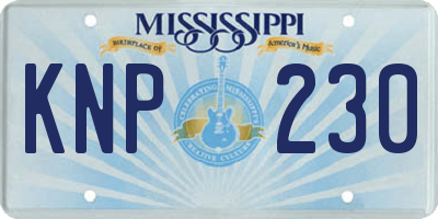 MS license plate KNP230