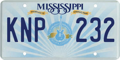 MS license plate KNP232