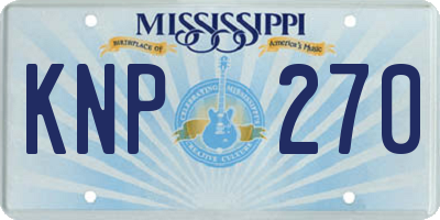 MS license plate KNP270
