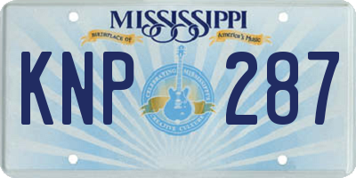 MS license plate KNP287