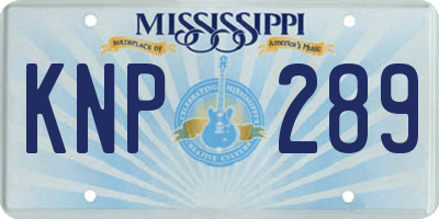 MS license plate KNP289