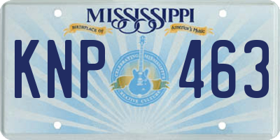 MS license plate KNP463