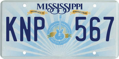 MS license plate KNP567
