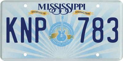 MS license plate KNP783