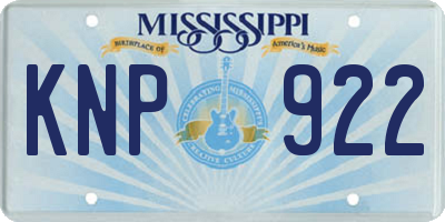 MS license plate KNP922