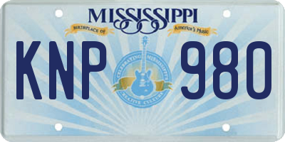 MS license plate KNP980