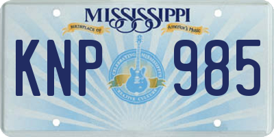 MS license plate KNP985