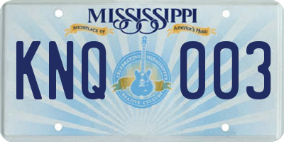 MS license plate KNQ003