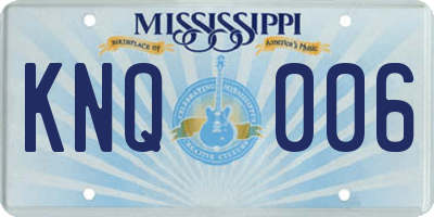 MS license plate KNQ006
