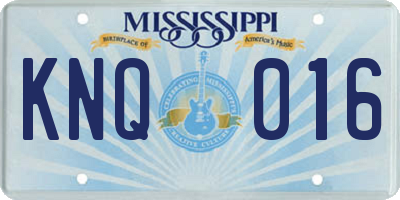 MS license plate KNQ016