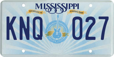 MS license plate KNQ027