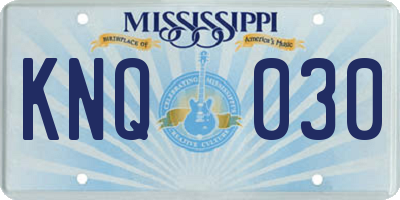 MS license plate KNQ030
