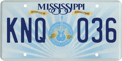 MS license plate KNQ036