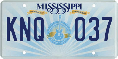 MS license plate KNQ037