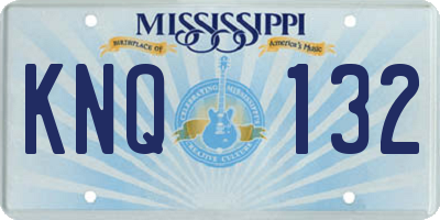 MS license plate KNQ132