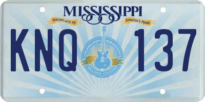 MS license plate KNQ137