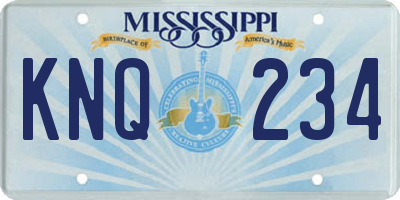 MS license plate KNQ234