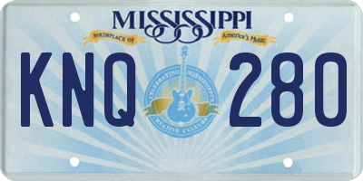 MS license plate KNQ280