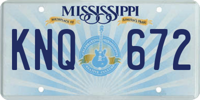 MS license plate KNQ672