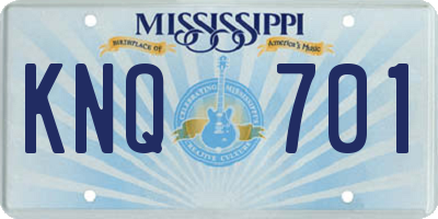 MS license plate KNQ701