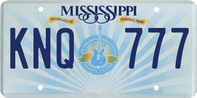 MS license plate KNQ777