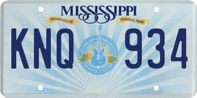 MS license plate KNQ934