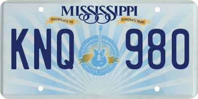 MS license plate KNQ980