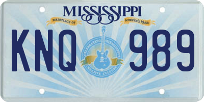 MS license plate KNQ989