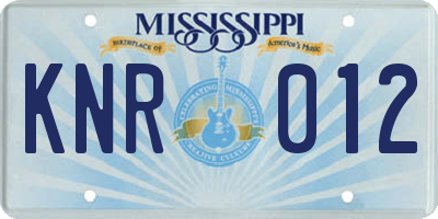 MS license plate KNR012