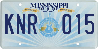 MS license plate KNR015