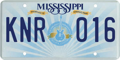 MS license plate KNR016