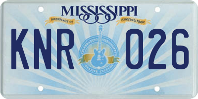 MS license plate KNR026