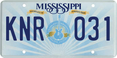 MS license plate KNR031