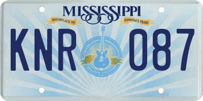 MS license plate KNR087