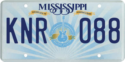 MS license plate KNR088