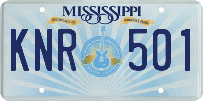MS license plate KNR501