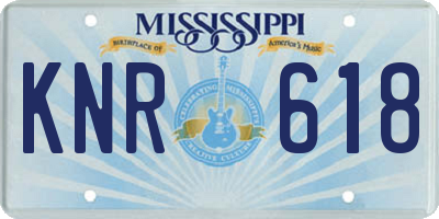 MS license plate KNR618
