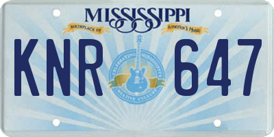 MS license plate KNR647