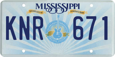 MS license plate KNR671