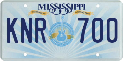 MS license plate KNR700