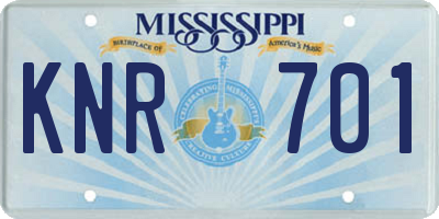 MS license plate KNR701