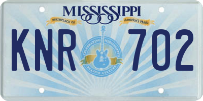 MS license plate KNR702