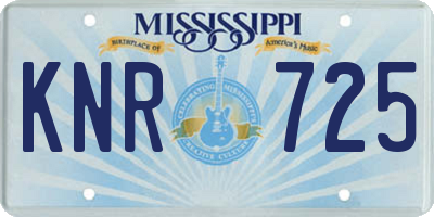 MS license plate KNR725