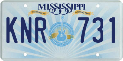 MS license plate KNR731